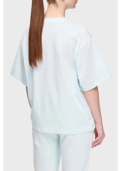 % 100 Pamuk Oversize Fit Bisiklet Yaka Logolu T Shirt Bayan T Shirt Lbnoosessfuts modelleri