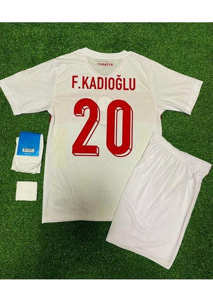Türkiye Milli Takımı Euro 2024 F.E.R.D.İ K.A.D.I.O.Ğ.L.U Çocuk Deplasman Forması 4'Lü Set (Beyaz)