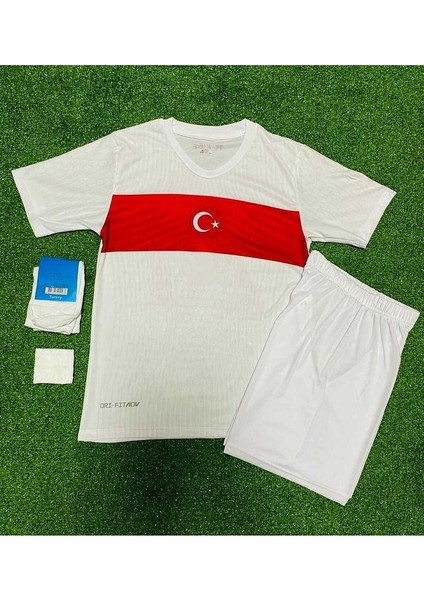 Türkiye Milli Takımı Euro 2024 F.E.R.D.İ K.A.D.I.O.Ğ.L.U Çocuk Deplasman Forması 4'Lü Set (Beyaz)
