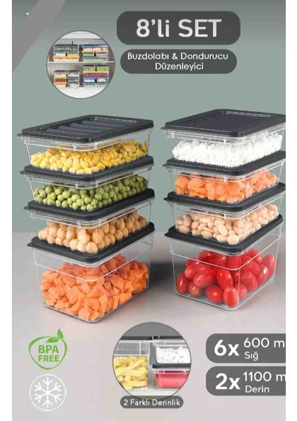 Saklama Kabı buzdolabı buzluk saklama kabı buzdolabı organizer set mikrodalga difriz uyumlu saklama kabı