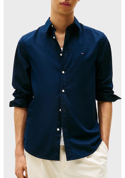 % 100 Pamuk Slim Fit Uzun Kollu Gömlek Erkek Gömlek MW0MW38137 Dw5