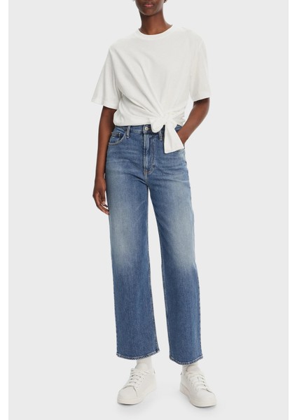 Streç Pamuklu Slim Straight Yüksek Bel Düz Paça Jeans Bayan Kot Pantolon DW0DW20644 1A5