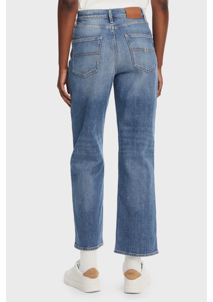 Streç Pamuklu Slim Straight Yüksek Bel Düz Paça Jeans Bayan Kot Pantolon DW0DW20644 1A5