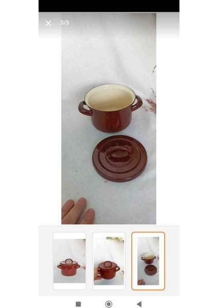 Kahverengi Çilli Mini Emaye Tencere 13,5 cm Çap 900 ml Mama Artan Yemek Çorba Tenceresi