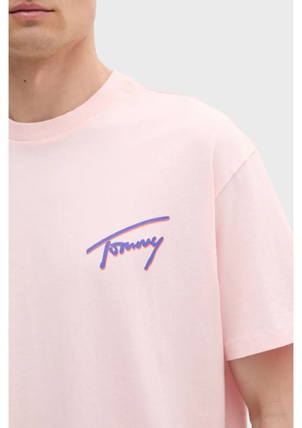 Baskılı % 100 Pamuk Relaxed Fit Bisiklet Yaka T Shirt Erkek T Shirt DM0DM20768 Th3 modelleri