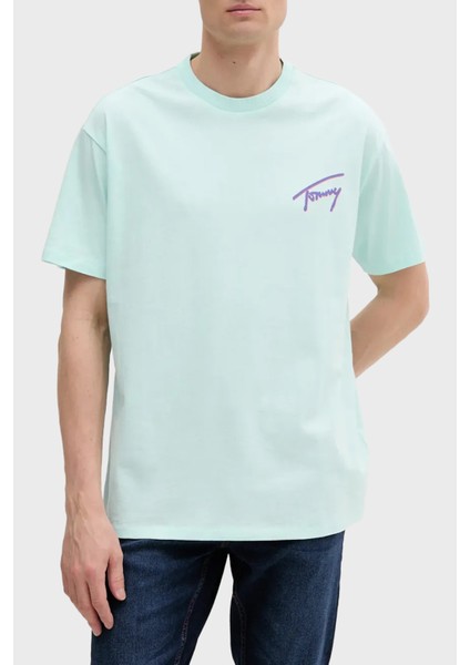 Baskılı % 100 Pamuk Relaxed Fit Bisiklet Yaka T Shirt Erkek T Shirt DM0DM20768 L6V