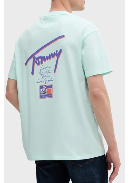 Baskılı % 100 Pamuk Relaxed Fit Bisiklet Yaka T Shirt Erkek T Shirt DM0DM20768 L6V