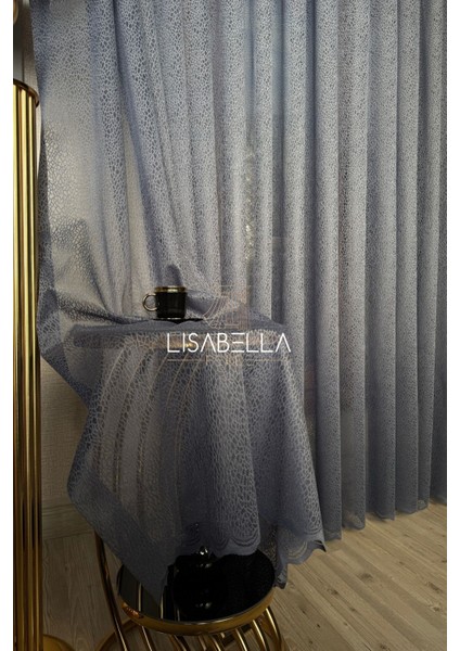 Antrasit Kristal Cam Kırığı Desen Yeni Trend Luxury Tül Perde (1x3 Sık Pile Dikişli)