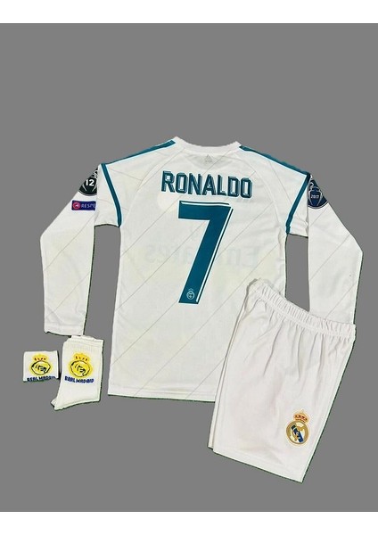 Cristiano Ronaldo 2018 Kiev R,E,A,L, M,A,D,R,İ,D, Uzun Kollu Çocuk Forması 4'Lü Set