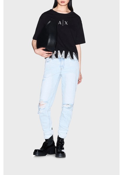 Pamuklu Boyfriend Fit Yüksek Bel Düz Paça Jeans Bayan Kot Pantolon XW000073 AF12859 MB003