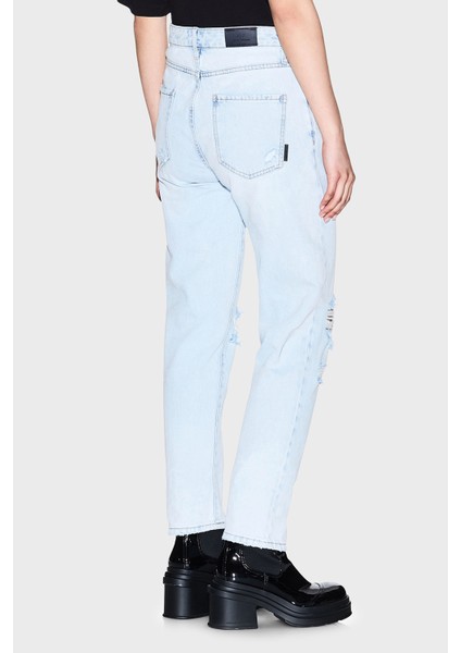 Pamuklu Boyfriend Fit Yüksek Bel Düz Paça Jeans Bayan Kot Pantolon XW000073 AF12859 MB003