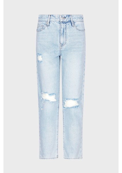 Pamuklu Boyfriend Fit Yüksek Bel Düz Paça Jeans Bayan Kot Pantolon XW000073 AF12859 MB003