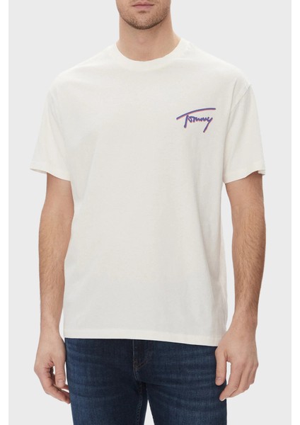 Baskılı % 100 Pamuk Relaxed Fit Bisiklet Yaka T Shirt Erkek T Shirt DM0DM20768 Ybh