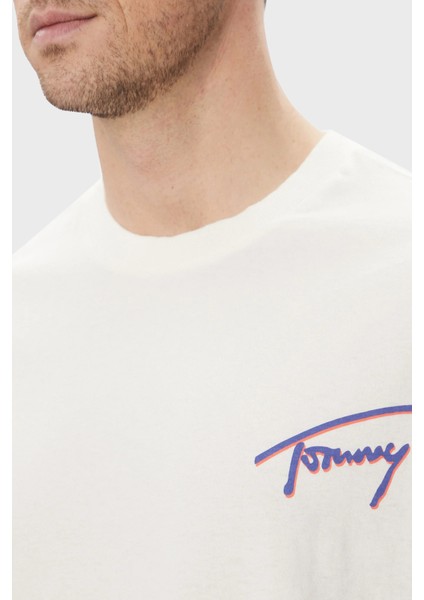 Baskılı % 100 Pamuk Relaxed Fit Bisiklet Yaka T Shirt Erkek T Shirt DM0DM20768 Ybh