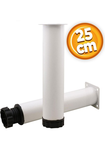 Mobilya Kanepe Baza Koltuk Metal Destek Ayağı Yükseltici Ayarlanabilir Beyaz Ayak 25 cm 4 Adet
