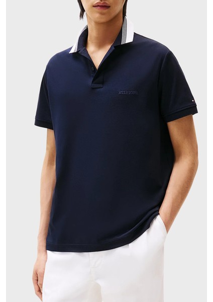 Pamuk Regular Fit Düğmeli Çizgili Polo Yaka T Shirt Erkek Polo Yaka T Shirt MW0MW38466 Dw5