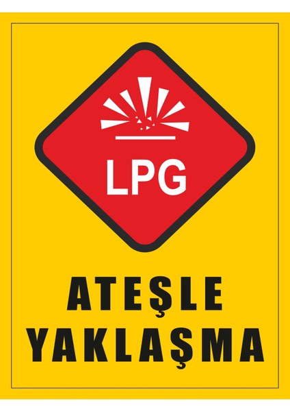 Lpg Ateşle Yaklaşma - Uyarı Tabela Levhası 24X34 cm Polikarbon
