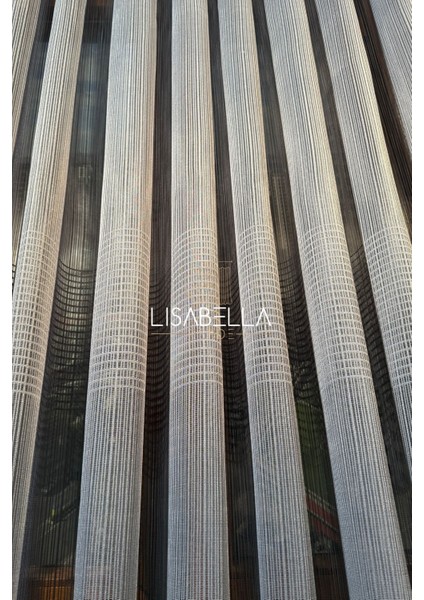 Modernia Tül Antrasit Gri Şehirli Şıklığın Geometrik Yansıması (1x2 Seyrek Pile Dikişli)