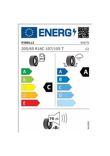 205/65R16 C 107T Carrıer - Pirelli Yaz Lastiği (2025 Üretim)