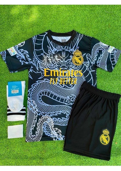 Real M.A.D.R.İ.D 2024/25 Sezonu Dragon Desenli A.R.D.A-G.Ü.L.E.R Konsept Çocuk Forması 4'Lü Set