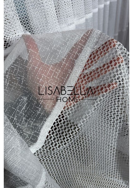 White Voile Ince Beyaz Şerit Ketenimsi ve Petek Tül Perde(Pilesiz Düz Dikiş)