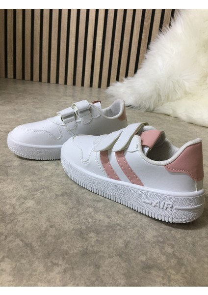 Günlük Kız Erkek Çocuk Spor Ayakkabı Sneaker Cırtlı Çift Şeritli Rahat Hafif ZL001