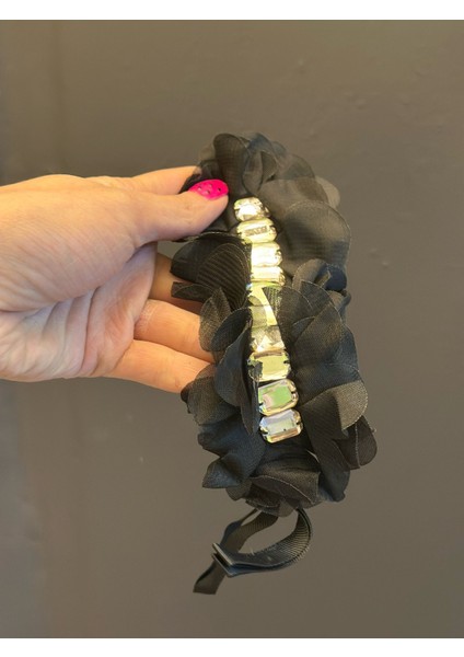 Siyah Fırfırlı Taşlı Arma Dikiş Aksesuarı Apolet 14X6 cm fiyatları
