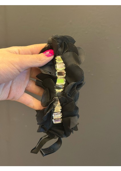 Siyah Fırfırlı Taşlı Arma Dikiş Aksesuarı Apolet 14X6 cm modelleri