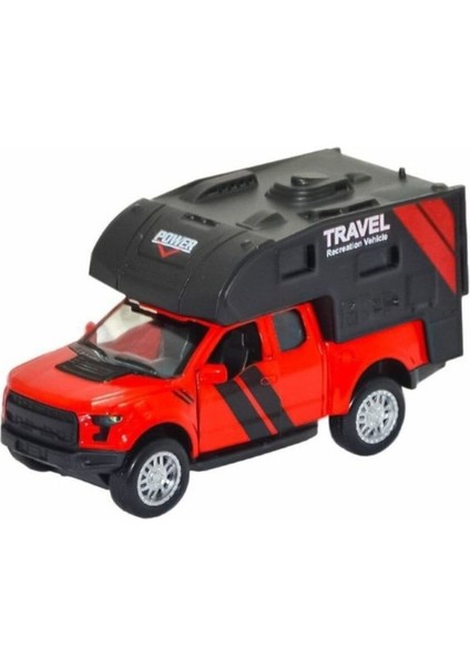 Metal Sesli ve Işıklı Çek Bırak 4x4 Kamp Aracı 3 Asorti 13 x 5 x 6 cm 1/34 Ölçek