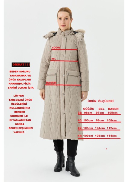 Ahval Şişme Kadın Kışlık Kaban Elyaf Dolgulu Kapşonlu 6044