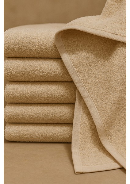 6 Adet 70 x 140 cm Banyo Hamam Spa Havlusu Bej