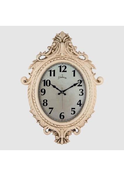 Duvar Saati Krem ÇAP:73 cm x 54 cm Vintage Eksitme Akar Saniye, Abs Mineral Cam Ynsmr