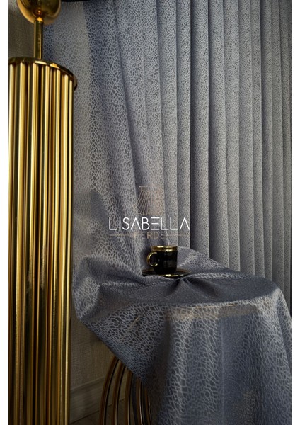 Antrasit Kristal Cam Kırığı Desen Yeni Trend Luxury Tül Perde (1x3 Sık Pile Dikişli)
