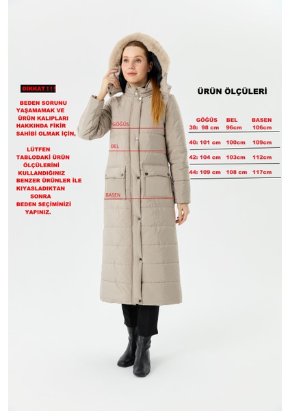 Ahval Şişme Kadın Kışlık Kaban Elyaf Dolgulu Kapşonlu 6043