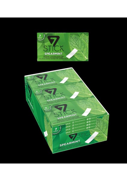 7stıck Sekersız 7lı Yeşil Nane Aromalı Sakız 14,5gr (24 Adet)