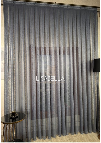 Antrasit Kristal Cam Kırığı Desen Yeni Trend Luxury Tül Perde (1x2.5 Orta Pile Dikişli)