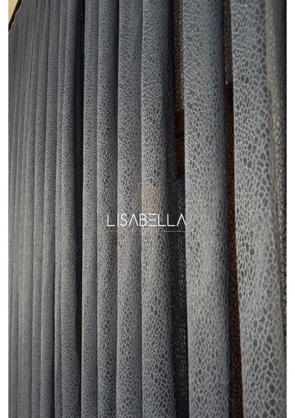 Antrasit Kristal Cam Kırığı Desen Yeni Trend Luxury Tül Perde (1x2.5 Orta Pile Dikişli)