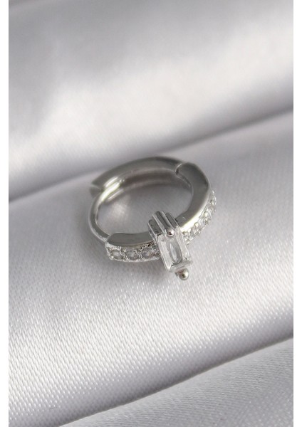 316L Çelik Gümüş Renk Zirkon Taşlı Tragus Piercing - TJ-PR1307