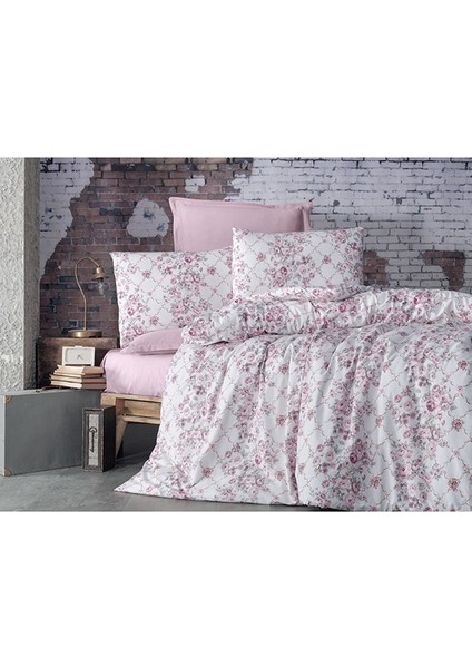 Rose Garden (Pembe Beyaz) Çift Kişilik Nevresim Takımı