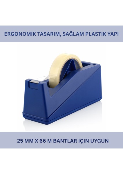 Ofis ve Ev Için Bant Kesici - Ergonomik, Kaydırmaz Taban, 25MM x 66M Uyumlu Bant Makinesi, Mavi fiyatları