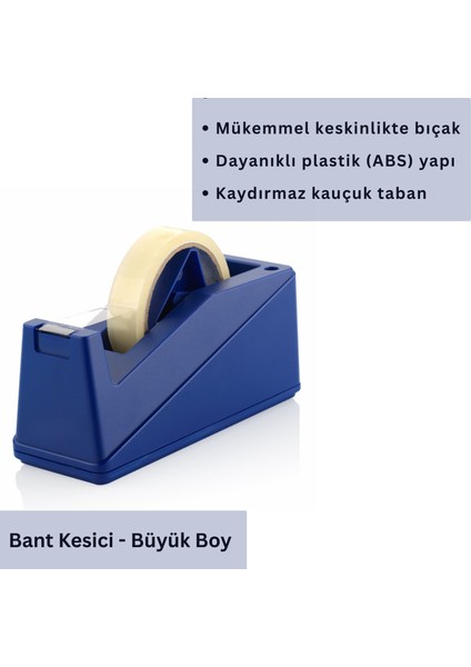 Ofis ve Ev Için Bant Kesici - Ergonomik, Kaydırmaz Taban, 25MM x 66M Uyumlu Bant Makinesi, Mavi fırsatları