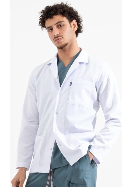 Beyaz Ceket Boy, Uzun Kol, Klasik Yaka, Doktor Önlüğü