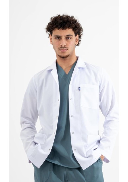 Beyaz Ceket Boy, Uzun Kol, Klasik Yaka, Doktor Önlüğü
