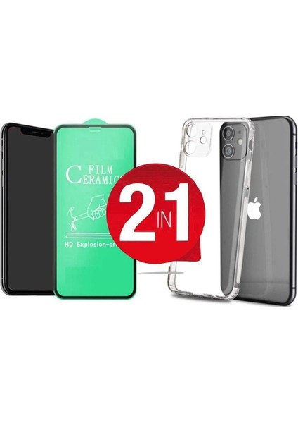 Iphone 14 Promax Uyumlu 5d Ekran Koruyucu Kırılmaz Cam + Şeffaf Kılıf Hediyeli