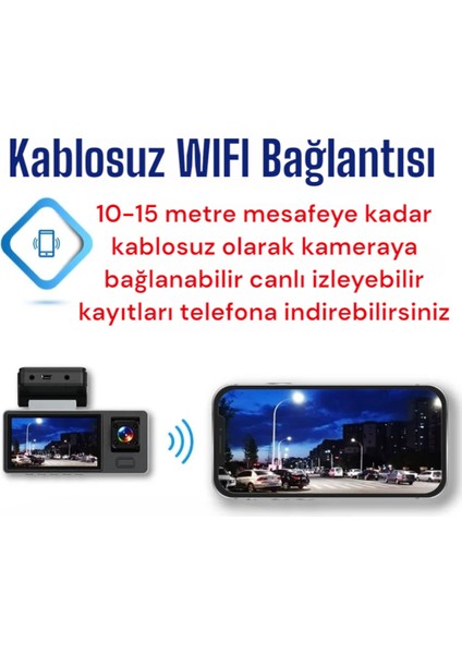 3 Kameralı Wifili Ekranlı Araç Kamerası modelleri