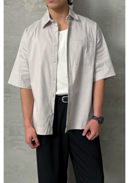 Erkek Oversize Kısa Kol Gabardin Gömlek fiyatları