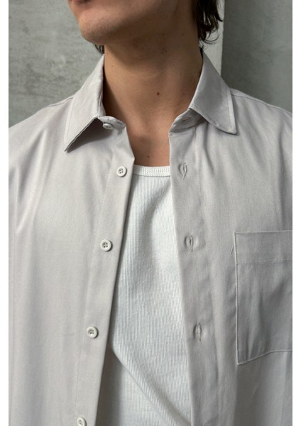 Erkek Oversize Kısa Kol Gabardin Gömlek indirimleri