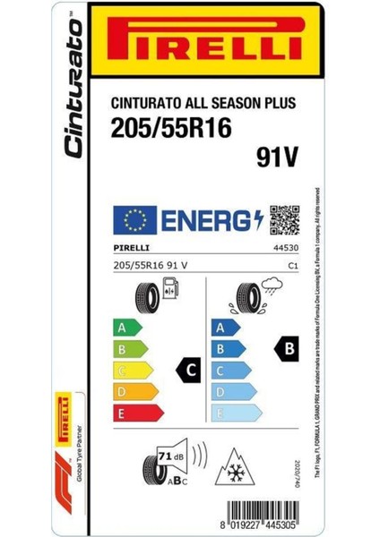 205/55 R16 91V Cinturato All Seasons Plus Oto 4 Mevsim Lastiği (Üretim Yılı:2024) fiyatları