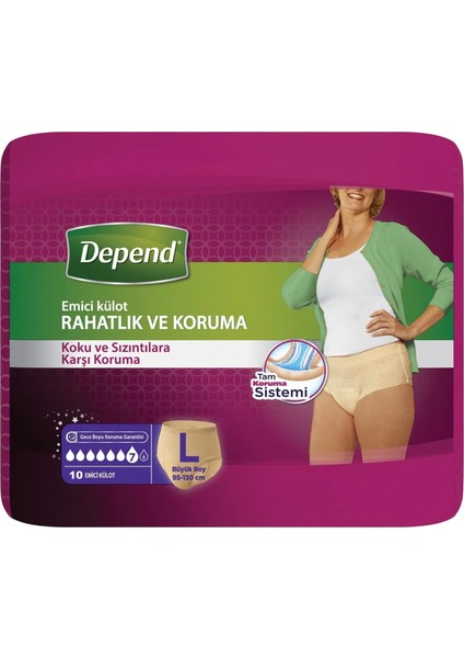 Emici Külot Hasta Bezi Large - Büyük Kadın 10 Adet Tekli Pk