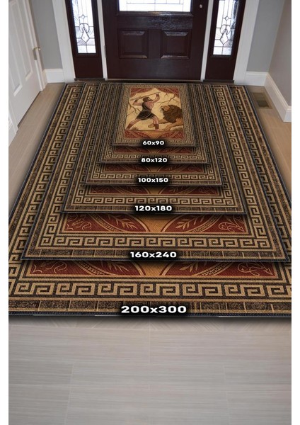 Art Deko Çok Renkli Herkül Temalı Sıcak Renkli Halı Herkül Desenli Halı Modern Halı indirimleri